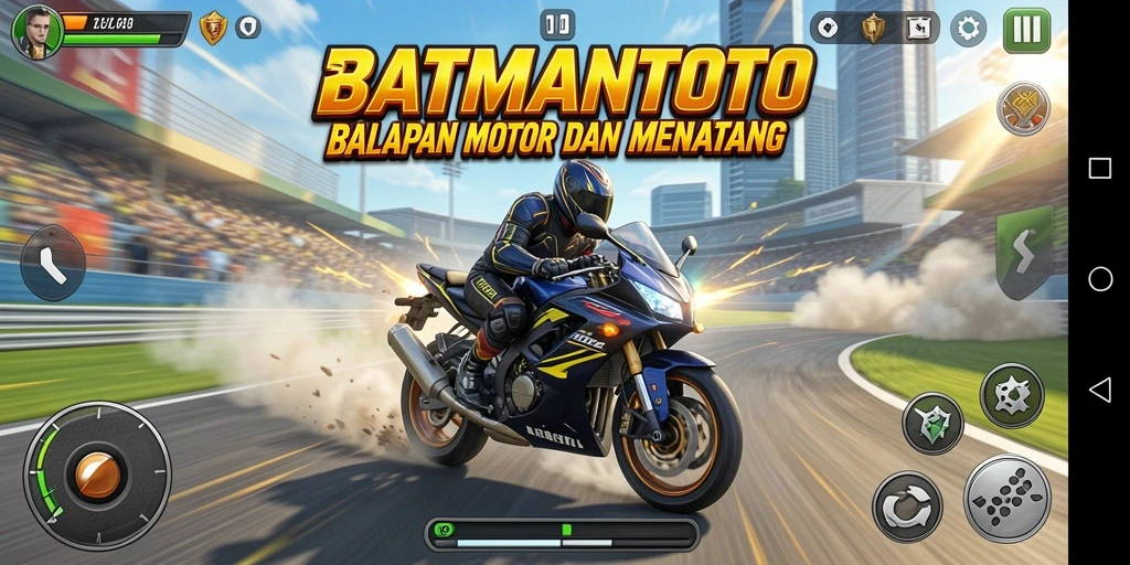 Tampilan gameplay seru dalam balapan motor di BATMANTOTO.