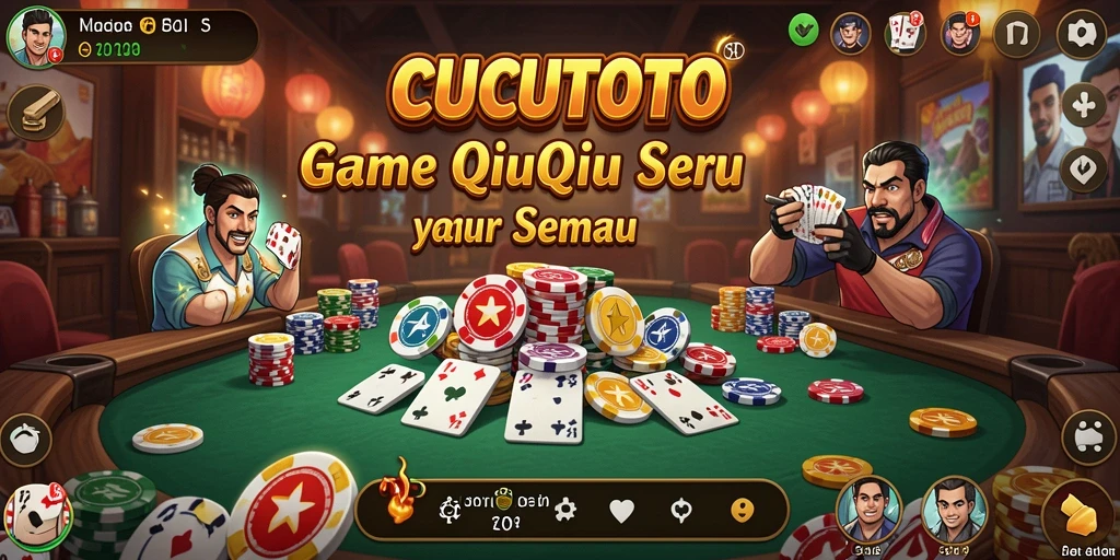 Screenshot permainan CUCUTOTO menampilkan aksesi seru dalam QiuQiu.