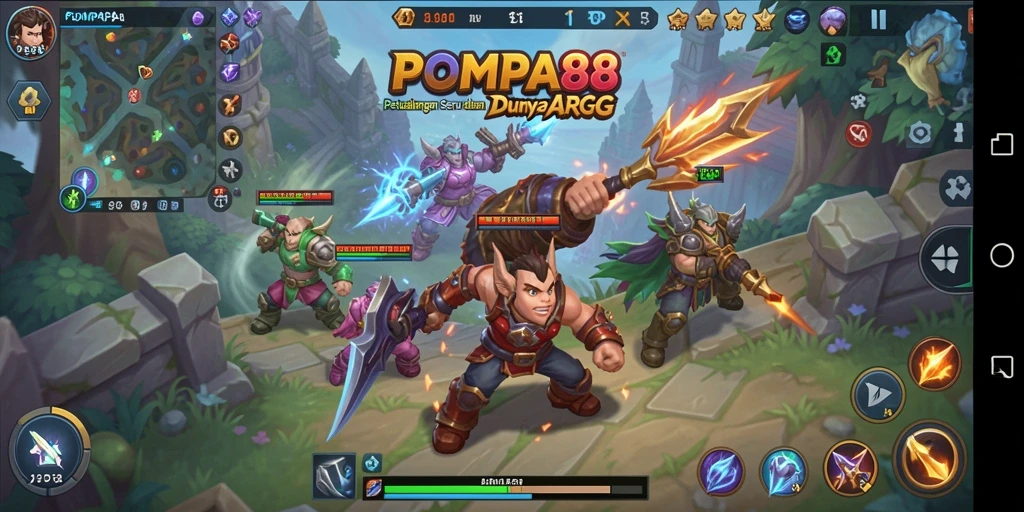 Tampilan gameplay POMPA88 yang penuh aksi dan petualangan seru.